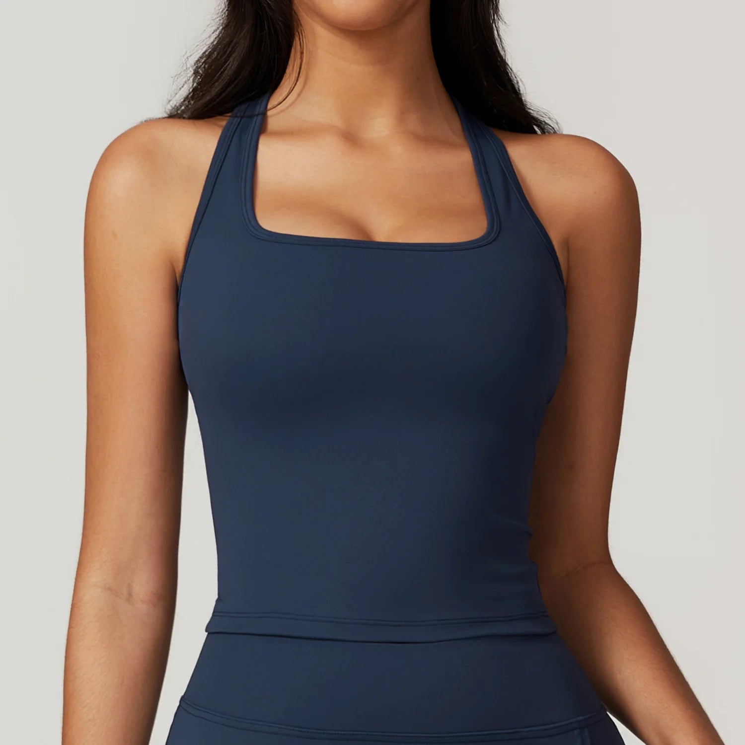 Débardeur de Sport Femme Dos Nageur – Coton Brossé, Coupe Ajustée,Yoga & Fitness