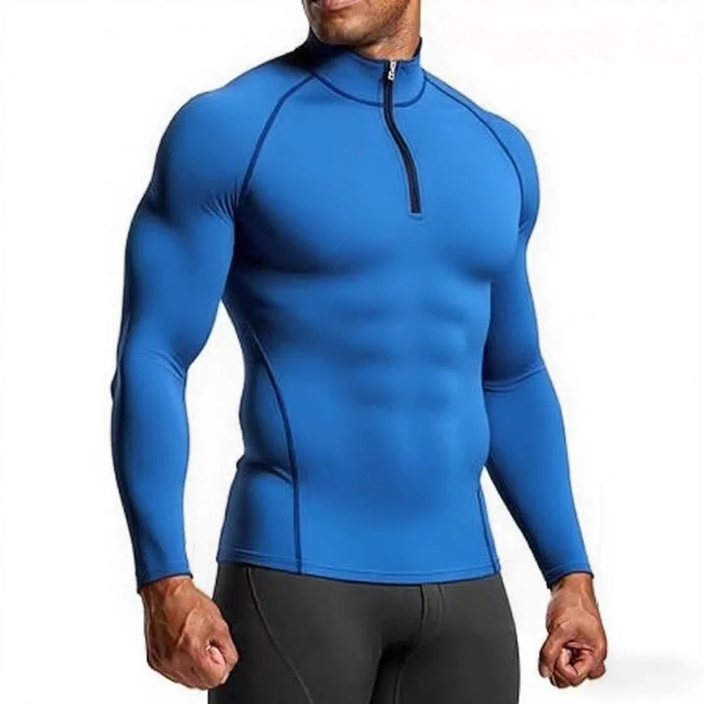 T-Shirt de Sport Homme Manches Longues.            Coupe Slim Compression.  Running & Training