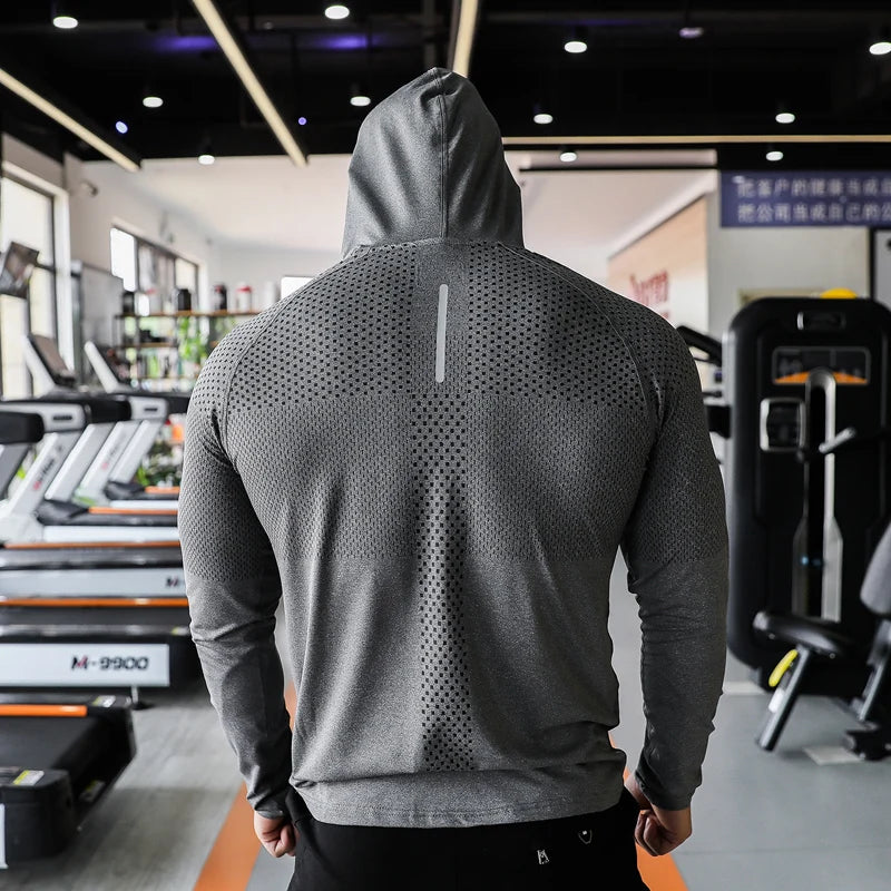 T-Shirt de Sport Homme Manches Longues – Hoodie Fitness Léger, Running & Training, Sweatshirt Sportwear
