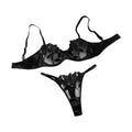 Ensemble lingerie luxe dentelle brodée – Soutien-gorge armatures + culotte, bretelles ajustables, taille basse