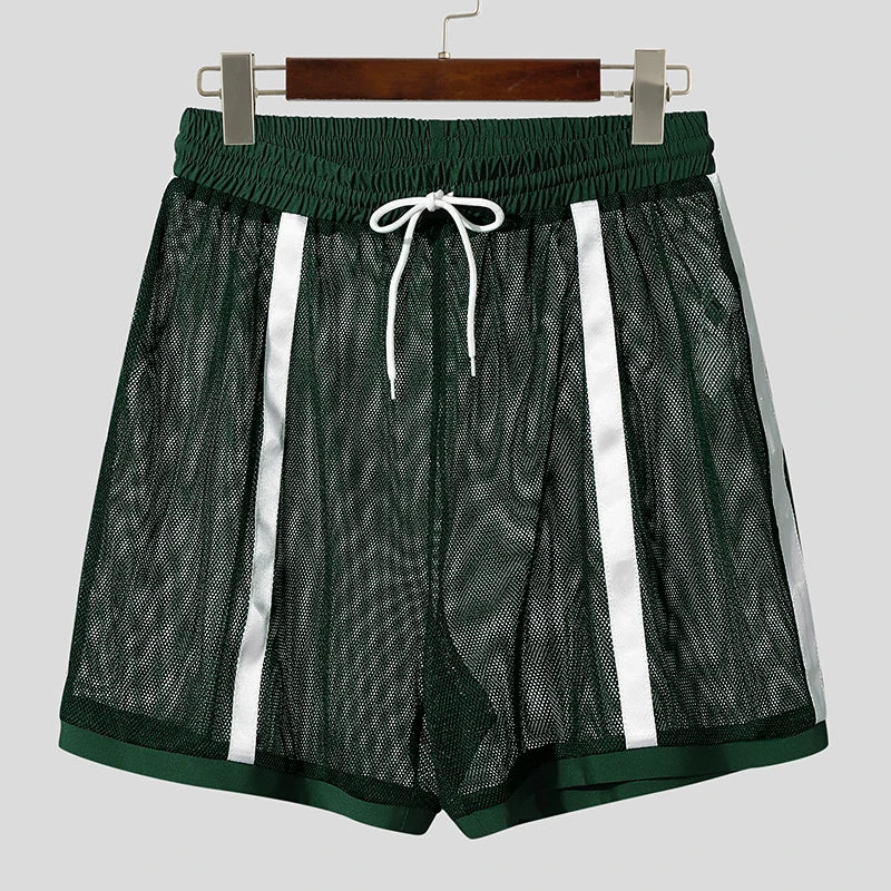 Short Homme Mesh Patchwork 2025 – Coupe Loose,Style Streetwear & Vacances