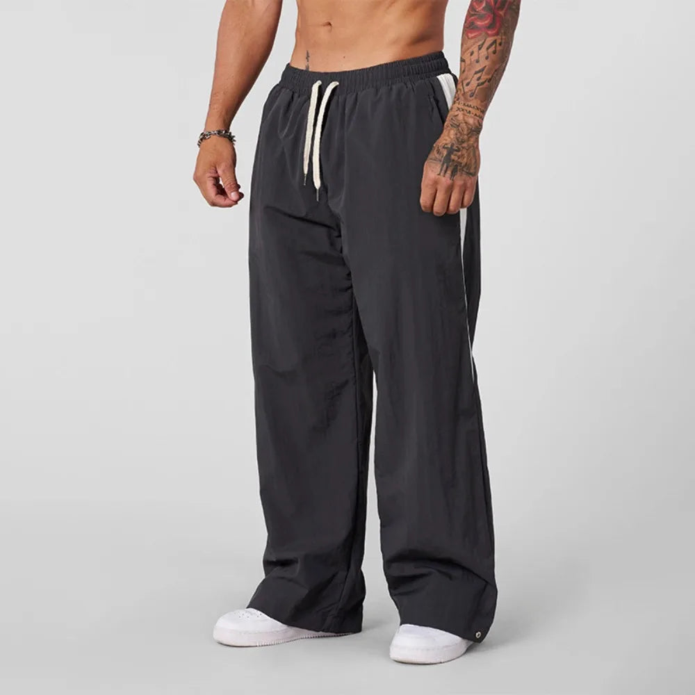 Pantalon Homme Sport & Casual – Coupe Droite Ample, Respirant, Longueur Complète, Style Fluide
