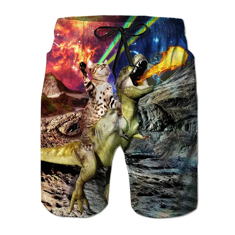 Boardshort Homme Vintage Imprimé 3D Palmiers Tropicaux, Short Hawaïen Respirant & Séchage Rapide.