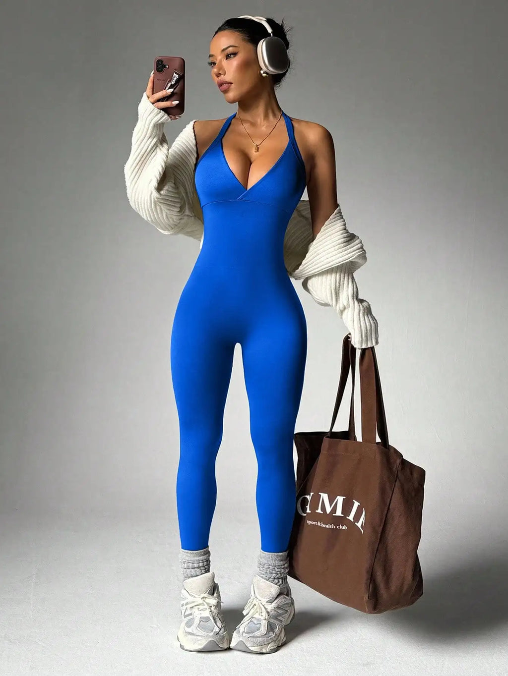 Legging Femme Sans Manches Dos Nu – Haute Élasticité, Compression Sport, Couleur Unie, Fitness & Training.