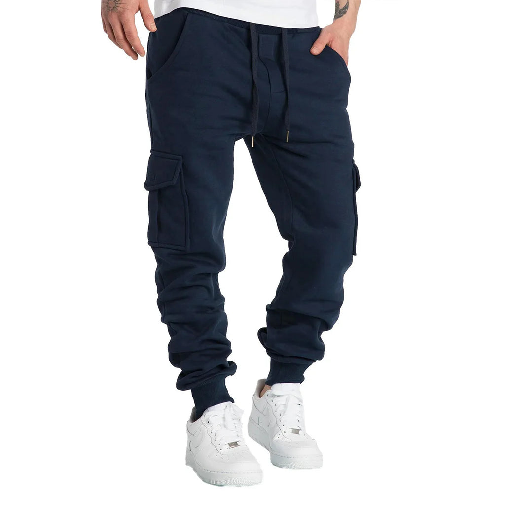 Jogging Homme Coupe Droite Oversize – Pantalon Long à Cordon, Multi-Poches, Sport & Streetwear