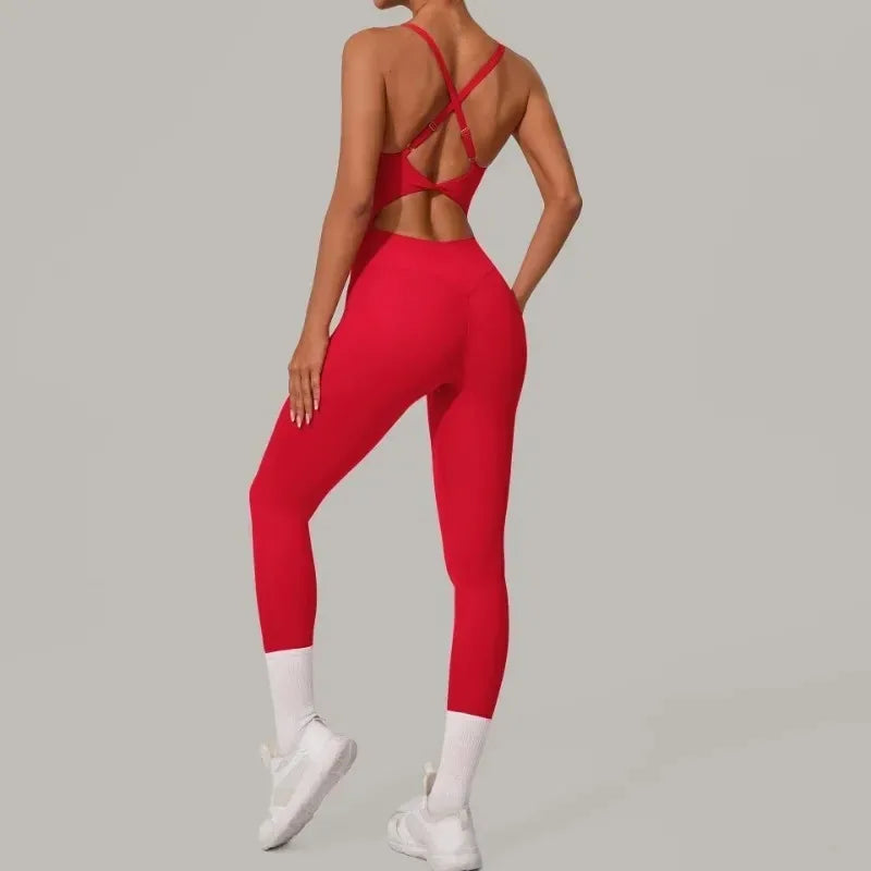 Combinaison Femme Sans Couture – Col Cœur, Taille Haute Croisée, Effet Push Up Fessier, Bodysuit Sport Ajusté