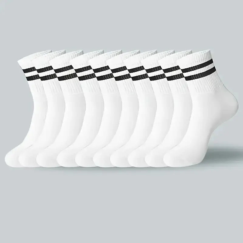 Chaussettes unisexes à rayures – 6/10/20 paires – respirantes, anti-odeurs, coton doux – Printemps & automne