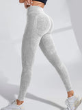 Legging de Sport Femme Seamless Taille Haute – Effet Push-Up Hanches, Yoga & Fitness, Tissu Sand Washed, Imprimé Lettres