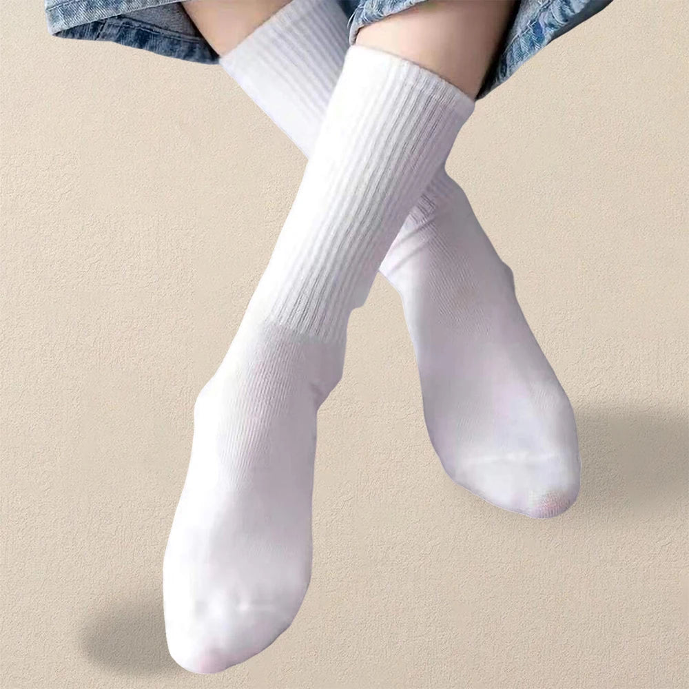 Lot de 5 paires de chaussettes femme – Couleur unie, confortables, respirantes et antibactériennes
