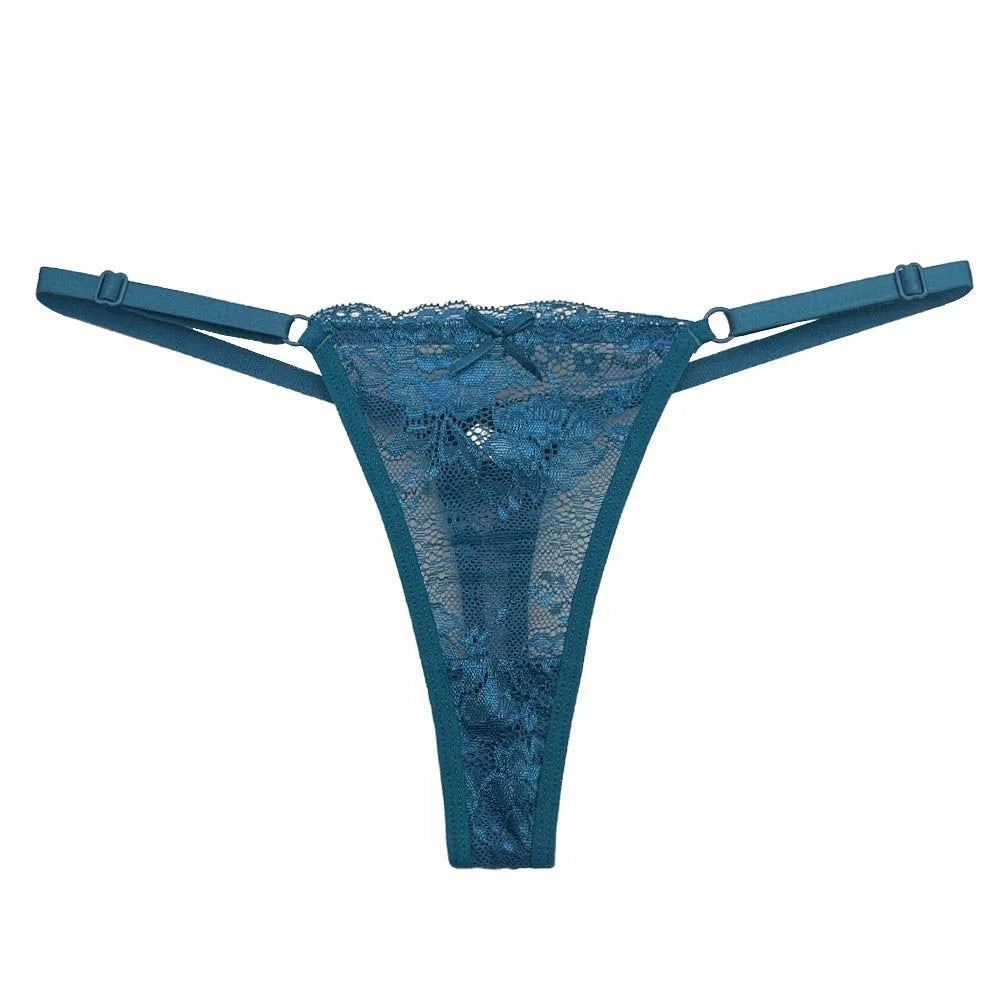 Lot de 13 strings en dentelle jacquard ajustables pour femme