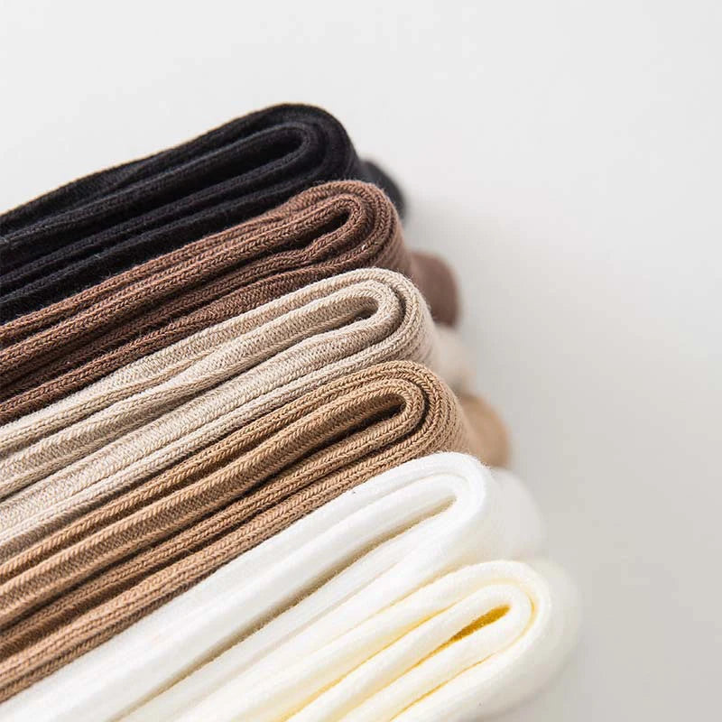Lot de 5 paires de chaussettes femme – Couleur unie, longueur moyenne, style casual automne
