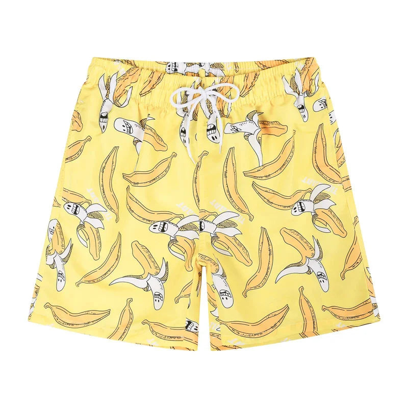 Short de Bain Homme Hawaïen – Imprimé 3D Flamants Roses & Tropical .
