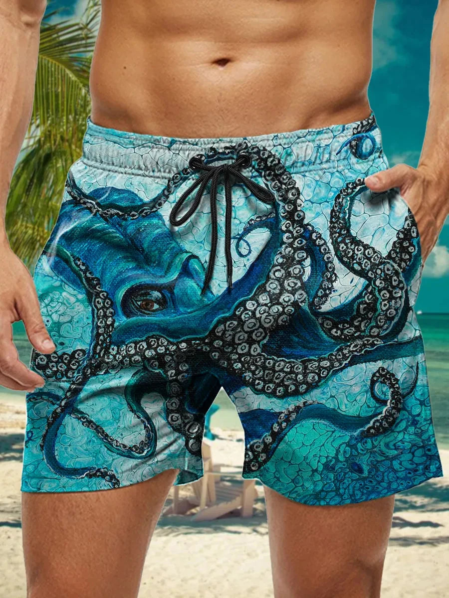Short de Bain Homme Hawaïen Imprimé Floral 3D, Séchage Rapide, Boardshort Fashion .