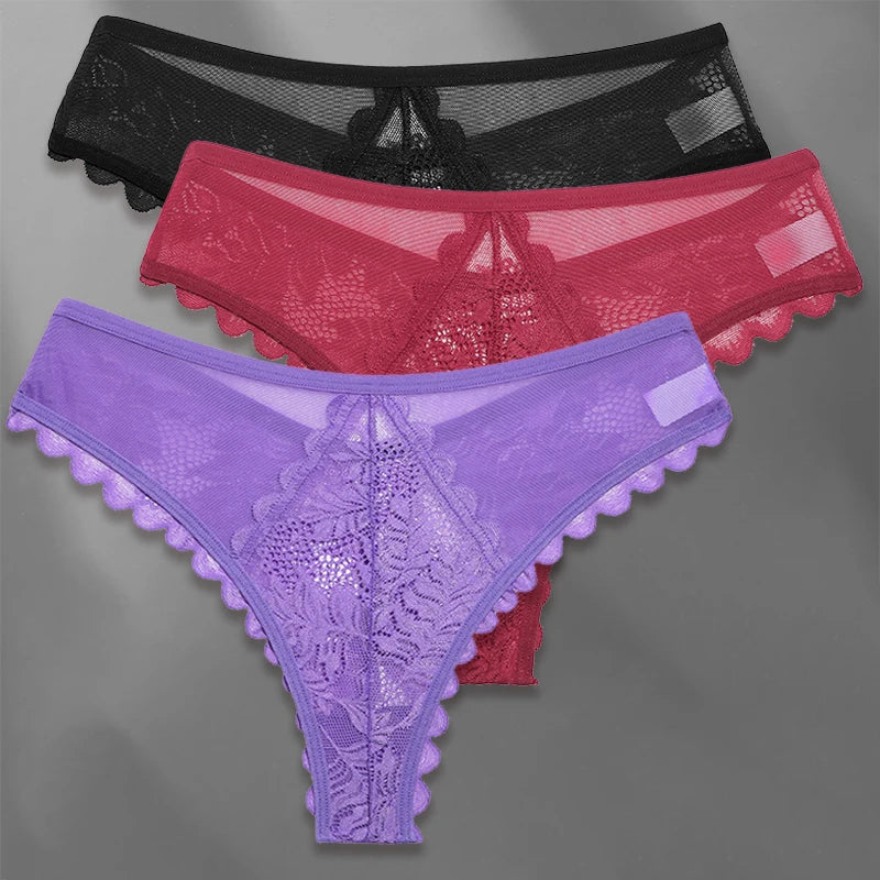 FINETOO Lot de 3 strings femme en dentelle – Taille S-XL, sexy et confortable