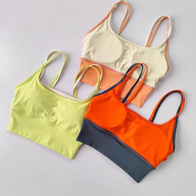 Brassière de Sport Femme Crop Top Tube, Dos Sublimé, Yoga, Fitness & Running