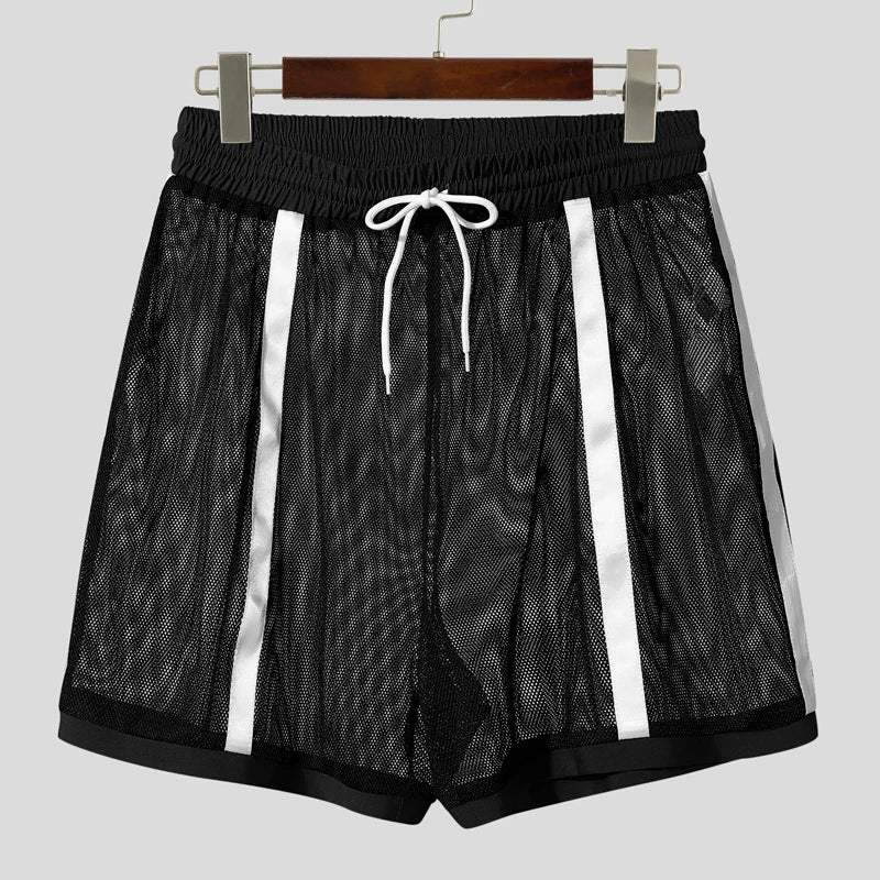 Short Homme Mesh Patchwork 2025 – Coupe Loose,Style Streetwear & Vacances