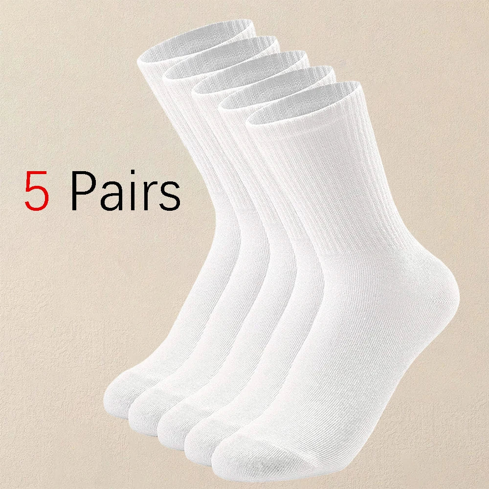 Lot de 5 paires de chaussettes femme – Couleur unie, confortables, respirantes et antibactériennes