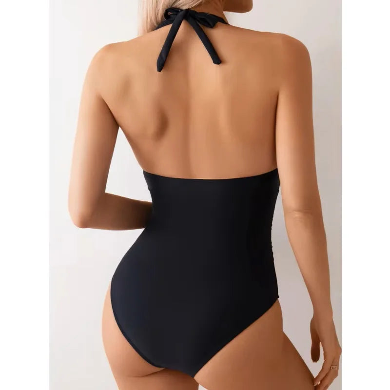 Maillot de Bain 1 Pièce Sexy Push-Up, Couleur Unie, Élégant & Tendance Été 2026