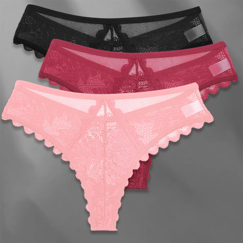 FINETOO Lot de 3 strings femme en dentelle – Taille S-XL, sexy et confortable