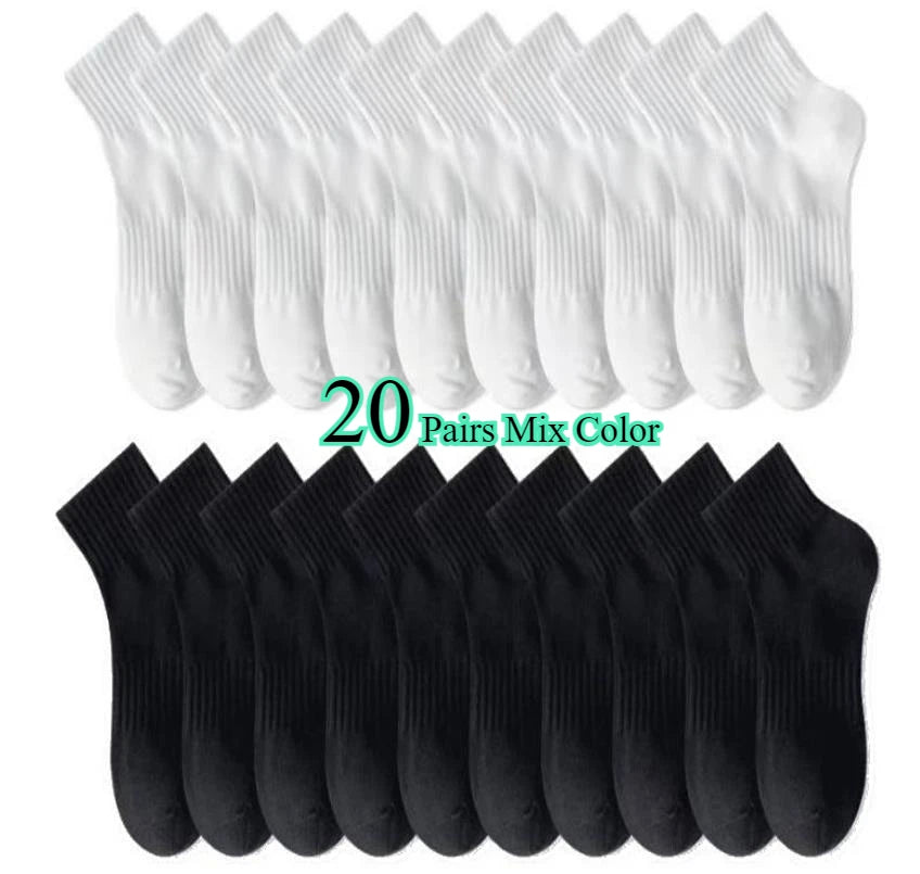 Lot de 10/20 Paires – Chaussettes Unisexes Respirantes – Printemps/Été, Anti-Transpiration, Confort Souple, Sport / Quotidien