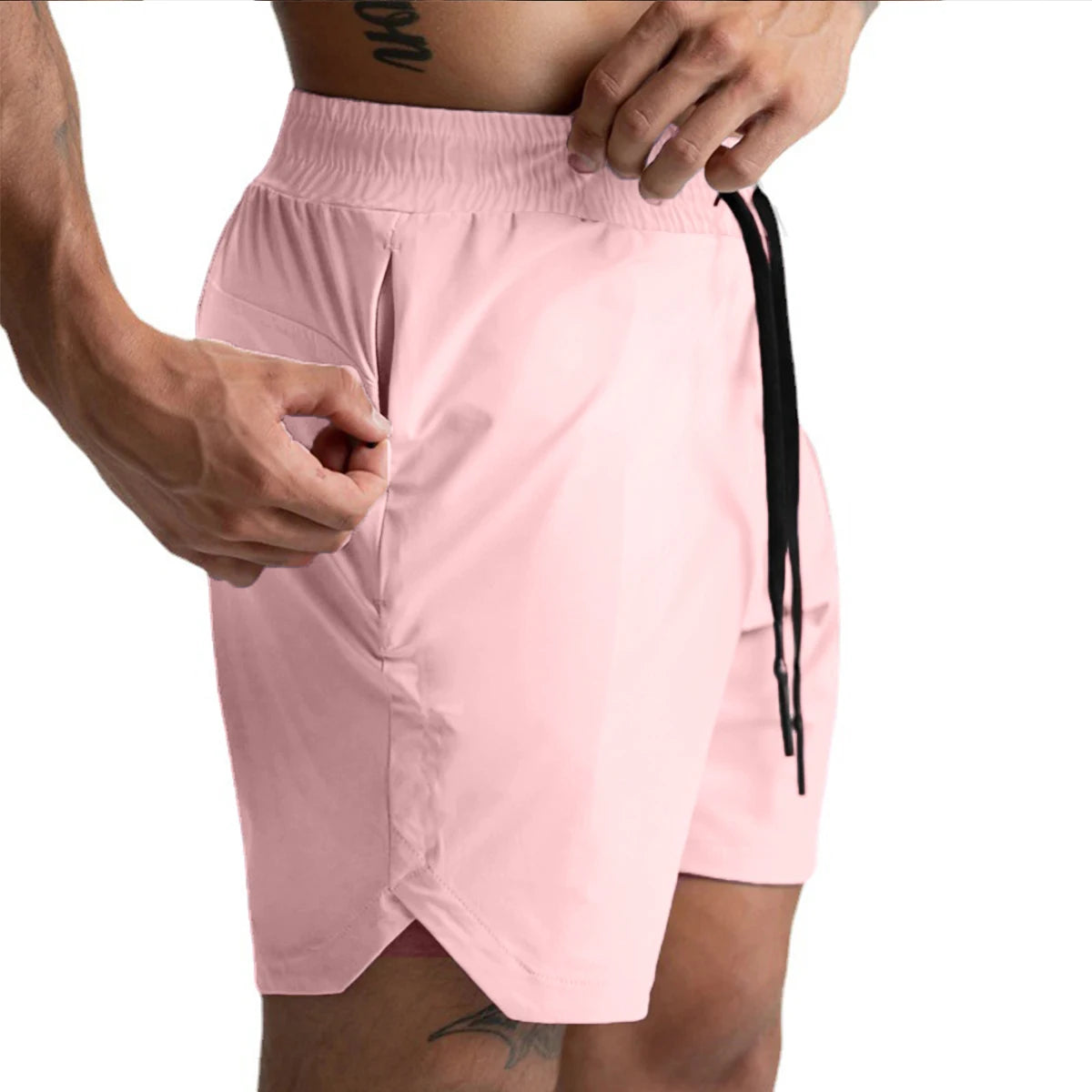 Short de Sport Homme Tissé Couleur Unie,Running & Fitness