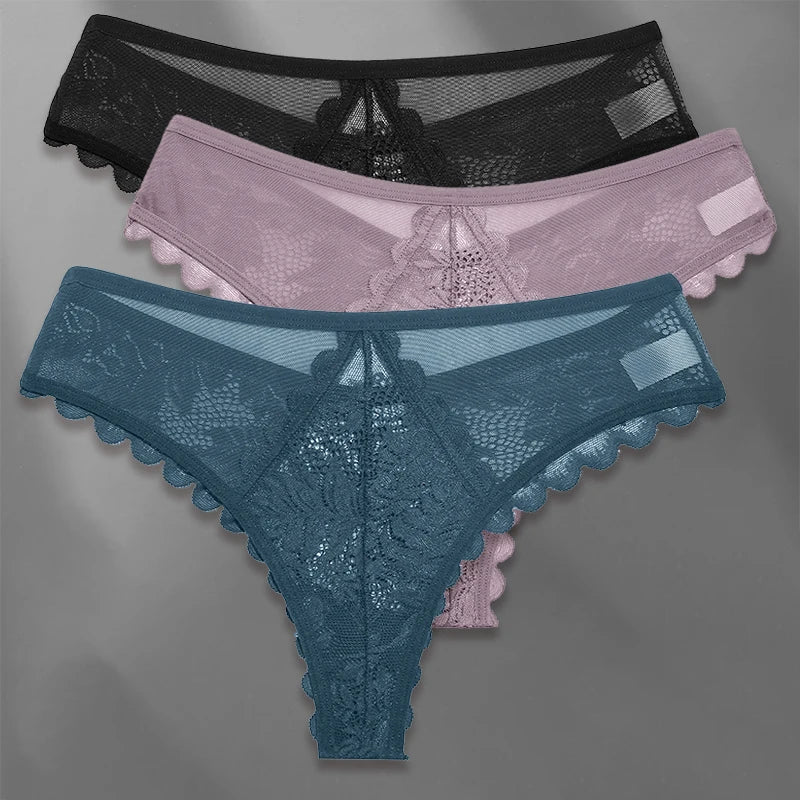 FINETOO Lot de 3 strings femme en dentelle – Taille S-XL, sexy et confortable