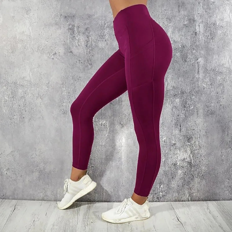 Legging de Sport Femme Taille Haute avec Poches – Stretch, Effet Push-Up Fessier, Yoga, Fitness & Running