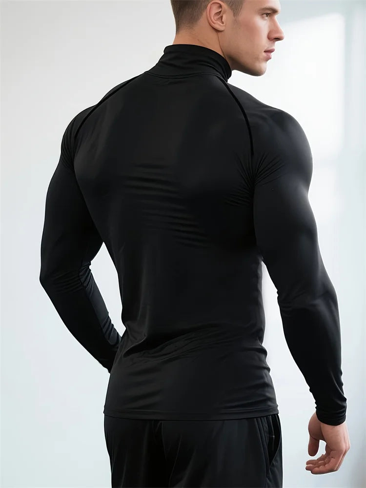 T-Shirt de Sport Homme Manches Longues – Imprimé Smiley, Coupe Ajustée,Fitness & Training