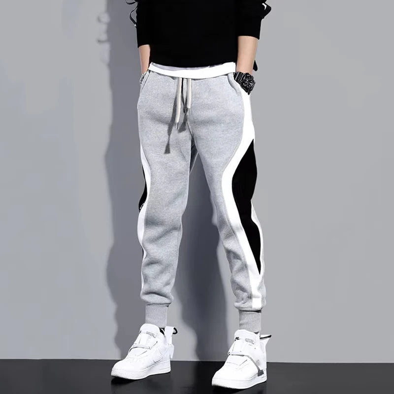 Pantalon Homme Large & Décontracté – Coupe Patchwork, Respirant, Cordon Élastique, Style Casual Sport