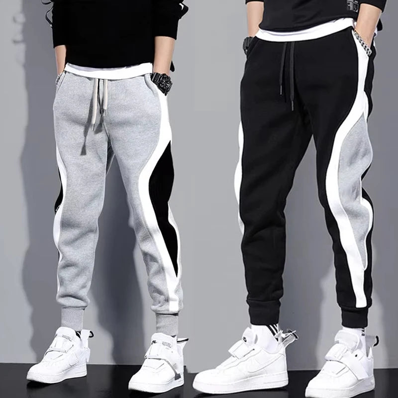 Pantalon Homme Large & Décontracté – Coupe Patchwork, Respirant, Cordon Élastique, Style Casual Sport