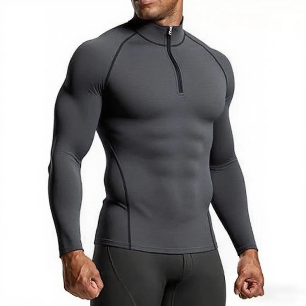 T-Shirt de Sport Homme Manches Longues.            Coupe Slim Compression.  Running & Training