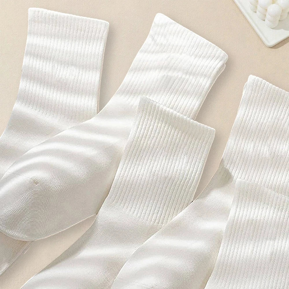 Lot de 5 paires de chaussettes femme – Couleur unie, confortables, respirantes et antibactériennes
