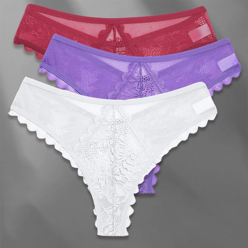 FINETOO Lot de 3 strings femme en dentelle – Taille S-XL, sexy et confortable