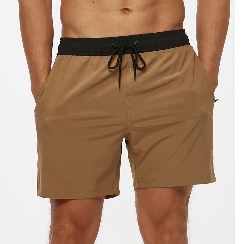 Short de Bain Homme Séchage Rapide – Taille Élastique, Poches Zippées, Doublure Mesh, Plage & Natation