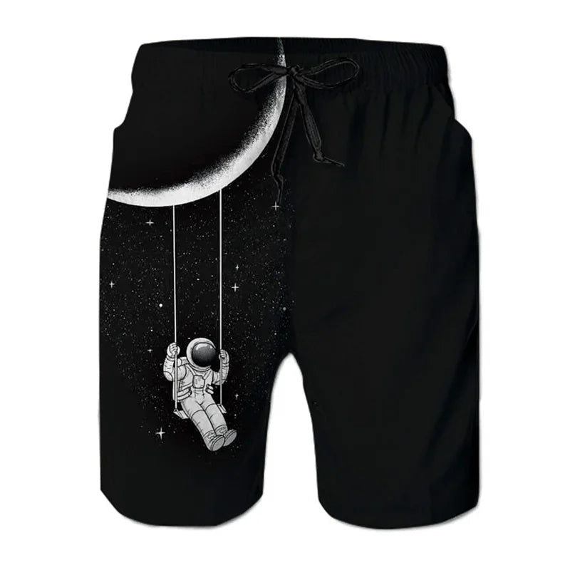 Boardshort Homme Vintage Imprimé 3D Palmiers Tropicaux, Short Hawaïen Respirant & Séchage Rapide.