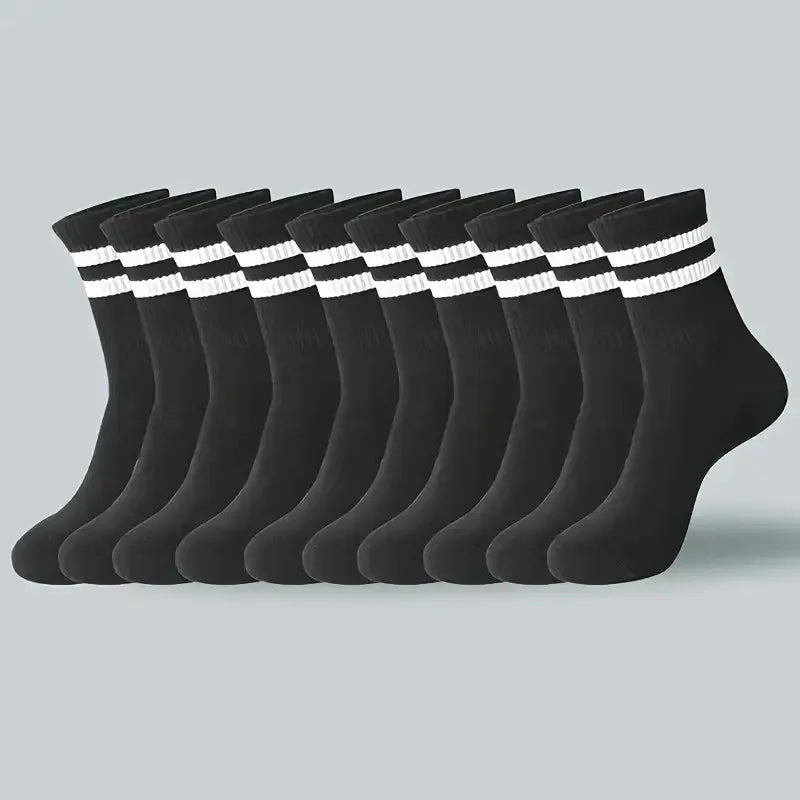Chaussettes unisexes à rayures – 6/10/20 paires – respirantes, anti-odeurs, coton doux – Printemps & automne