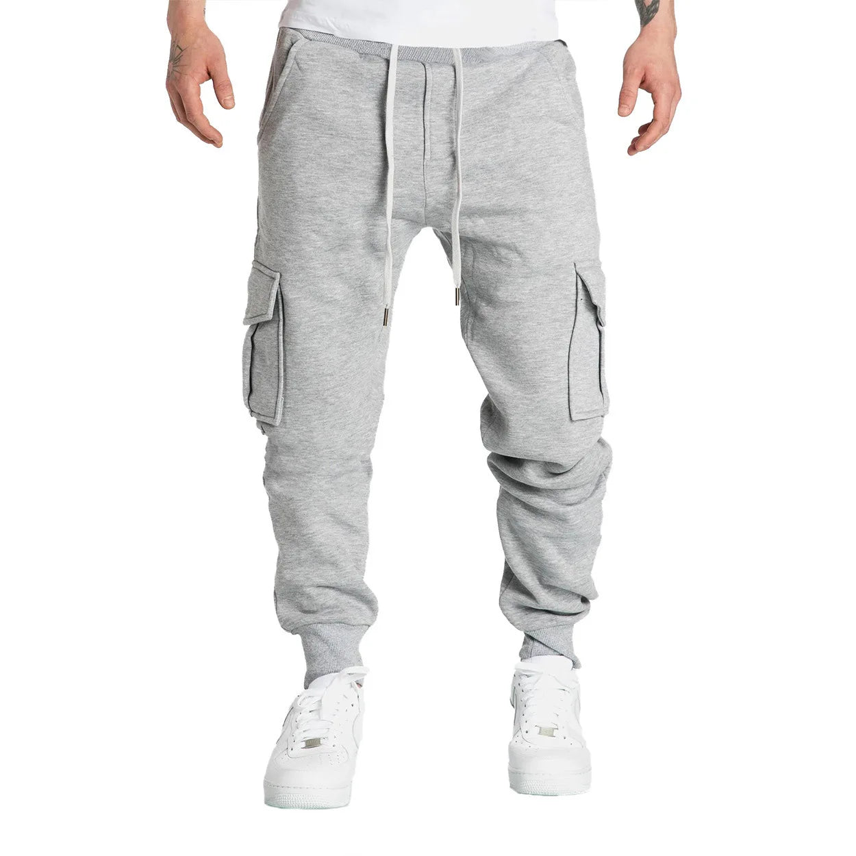 Jogging Homme Coupe Droite Oversize – Pantalon Long à Cordon, Multi-Poches, Sport & Streetwear