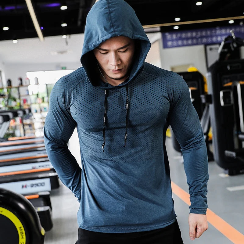 T-Shirt de Sport Homme Manches Longues – Hoodie Fitness Léger, Running & Training, Sweatshirt Sportwear