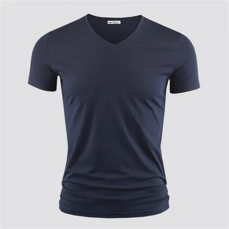 T-shirt homme col V – Coupe ajustée fitness, une coupe sportive.                               Un style épuré,le confort comme stand.