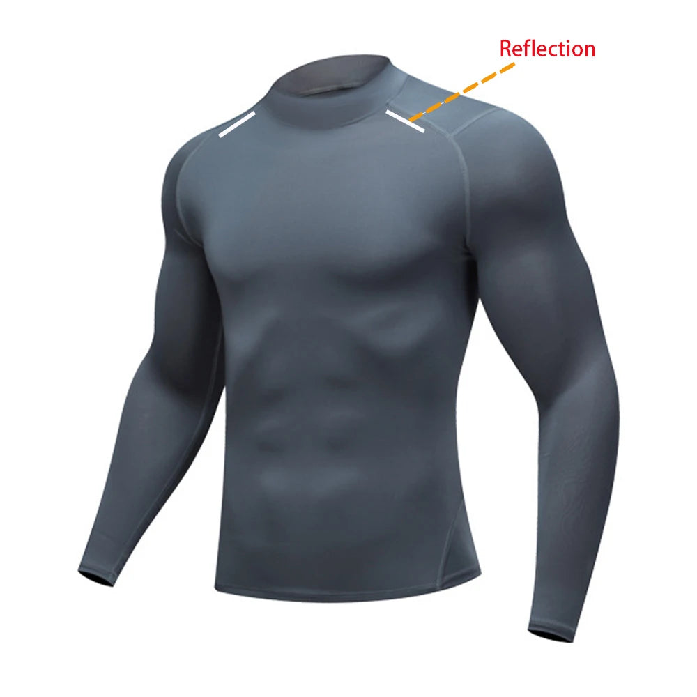 T-Shirt de Sport Homme Compression Manches Longues,                              Haut Stretch,Training