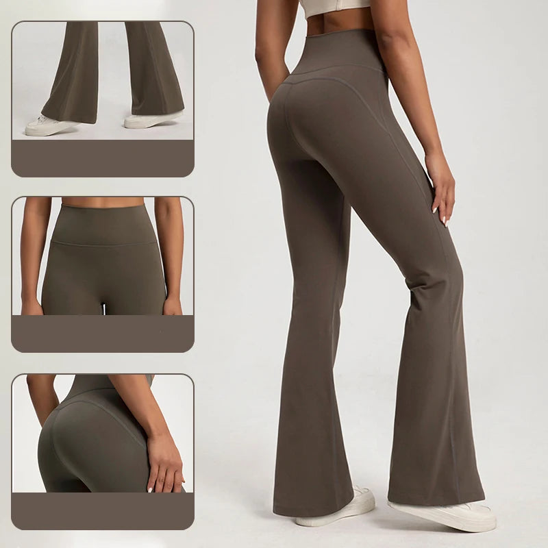 Legging Yoga Femme Haut de Gamme – Taille Haute, Coupe Évasée (Bell Leg), Respirant, Sport & Casual Chic