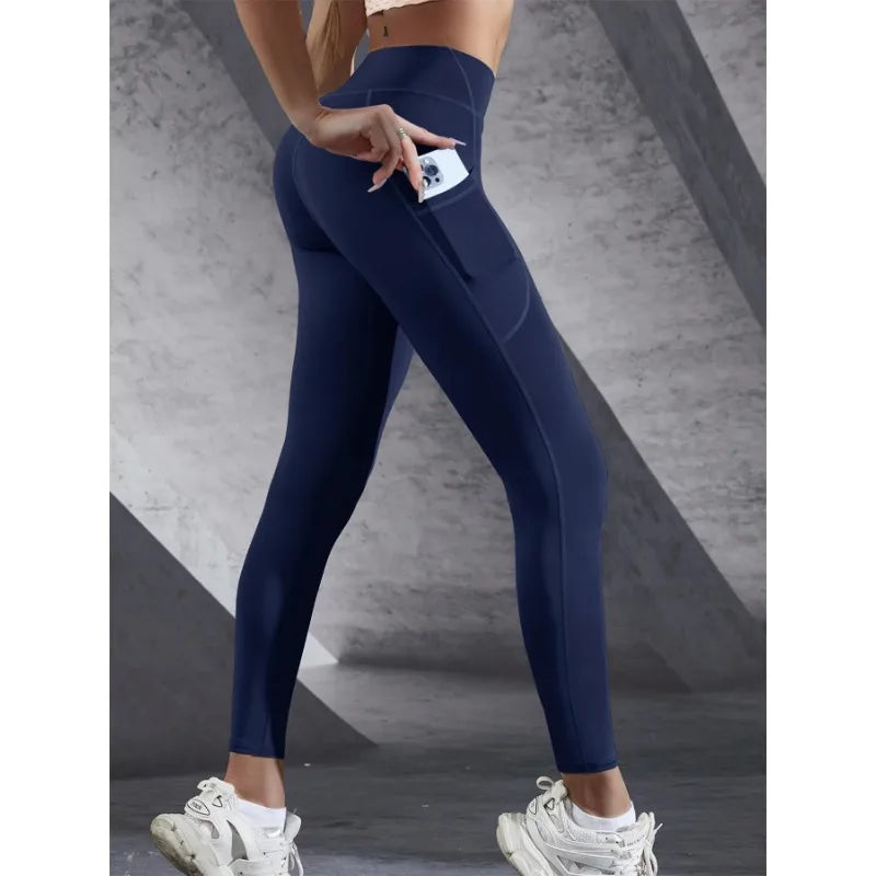 Legging de Sport Femme Taille Haute – Stretch, Avec Poches, Effet Push-Up, Yoga, Fitness & Running