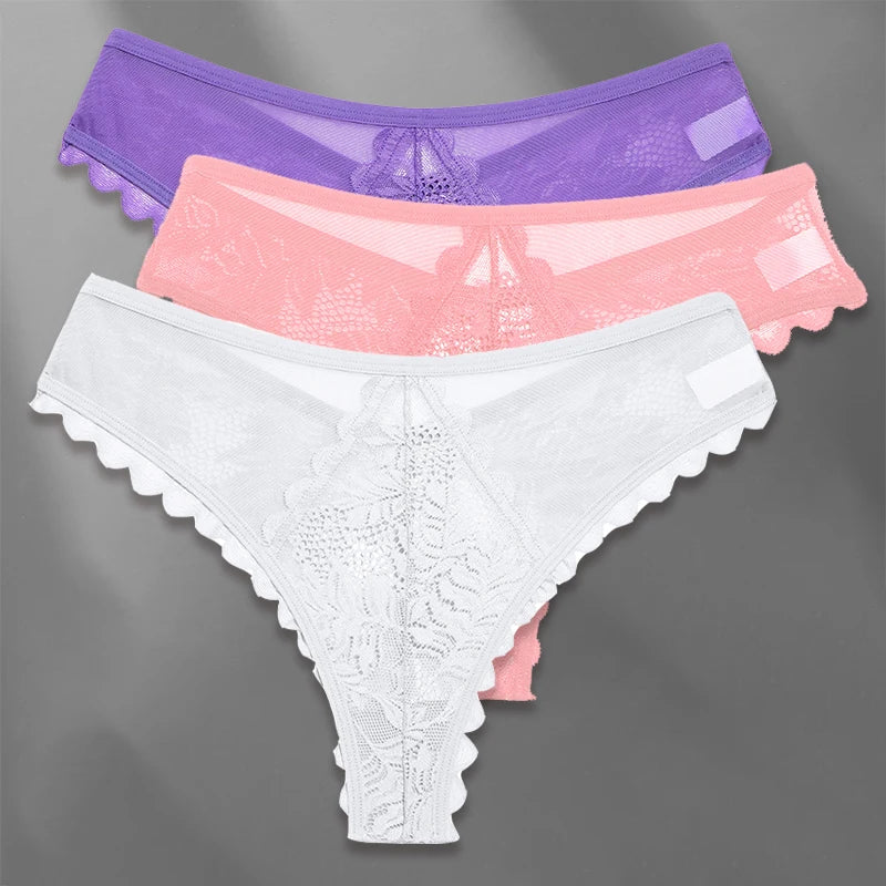 FINETOO Lot de 3 strings femme en dentelle – Taille S-XL, sexy et confortable