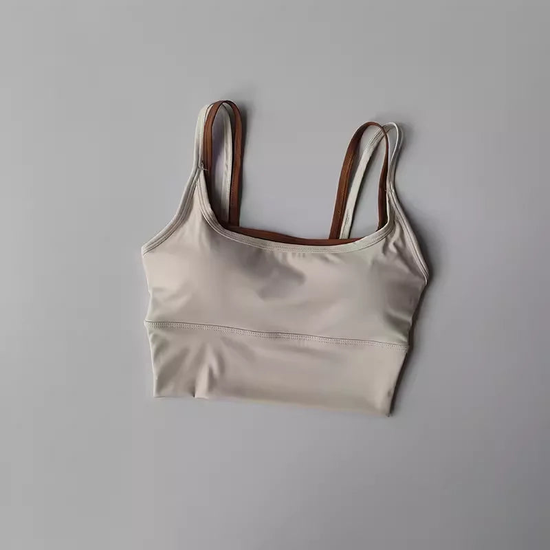 Brassière de Sport Femme Crop Top Tube, Dos Sublimé, Yoga, Fitness & Running