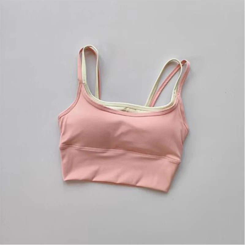 Brassière de Sport Femme Crop Top Tube, Dos Sublimé, Yoga, Fitness & Running