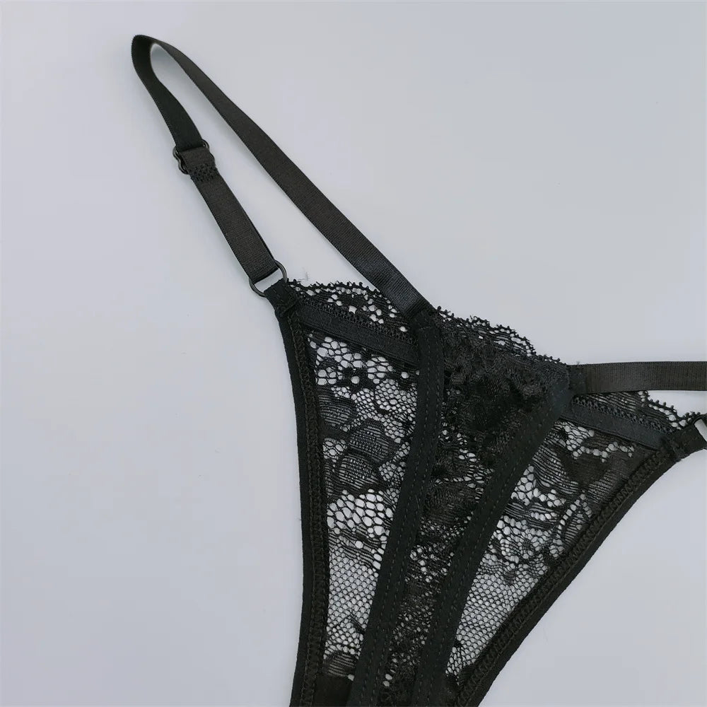 Lot de 3 strings femme dentelle – taille basse sexy, respirant & transparent, lingerie élégante