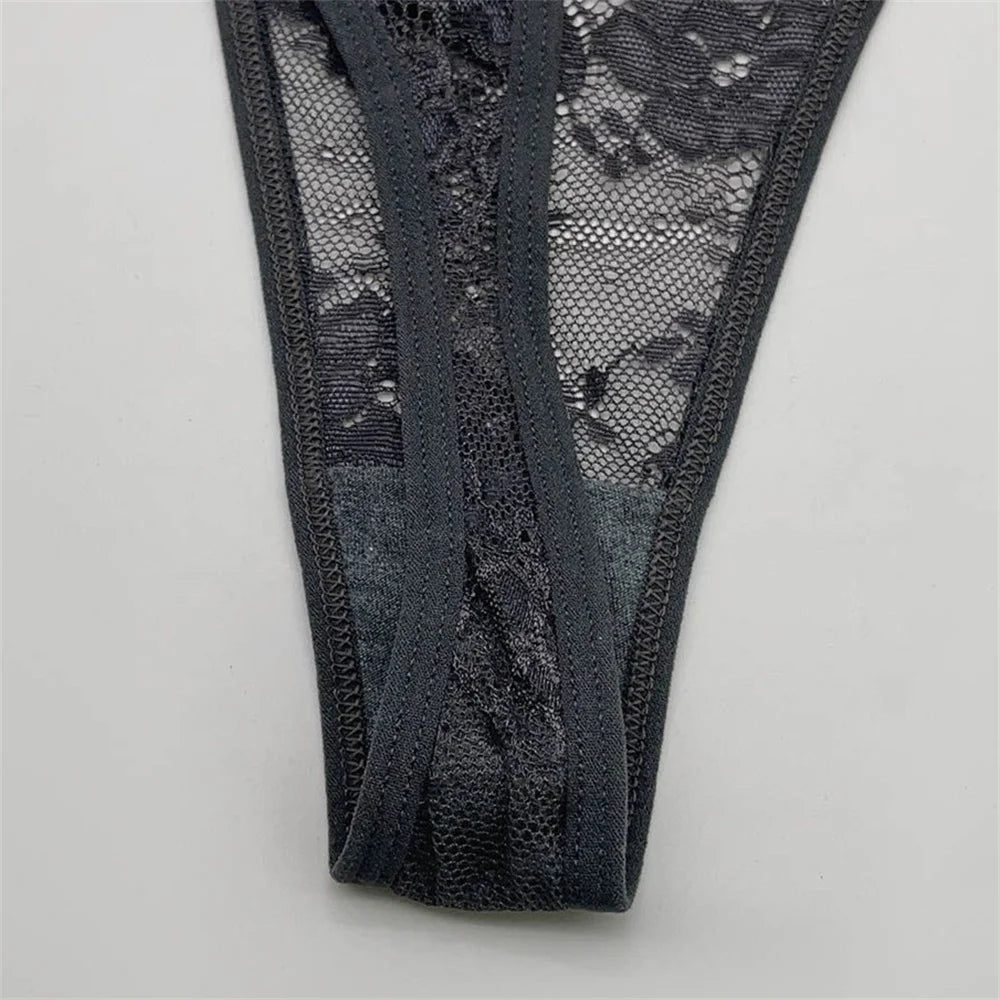 Lot de 13 strings en dentelle jacquard ajustables pour femme