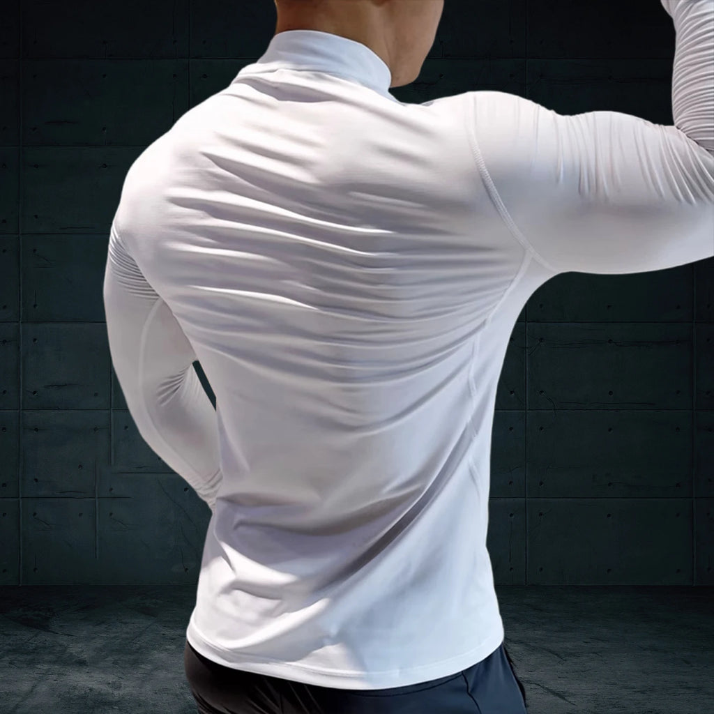 T-Shirt de Sport Homme Compression Manches Longues,                              Haut Stretch,Training
