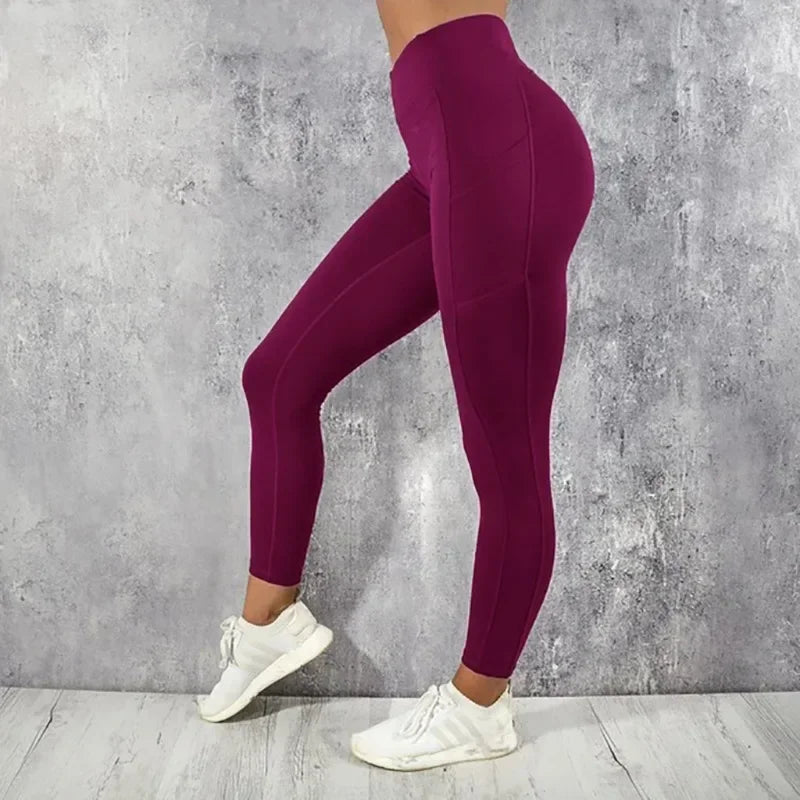 Legging de Sport Femme Taille Haute avec Poches – Stretch, Effet Push-Up Fessier, Yoga, Fitness & Running