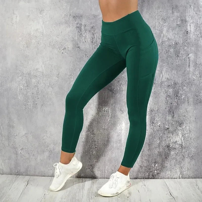 Legging de Sport Femme Taille Haute avec Poches – Stretch, Effet Push-Up Fessier, Yoga, Fitness & Running